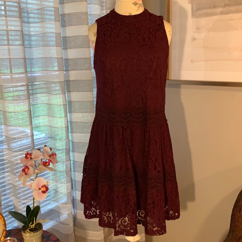 Burgundy lace dress